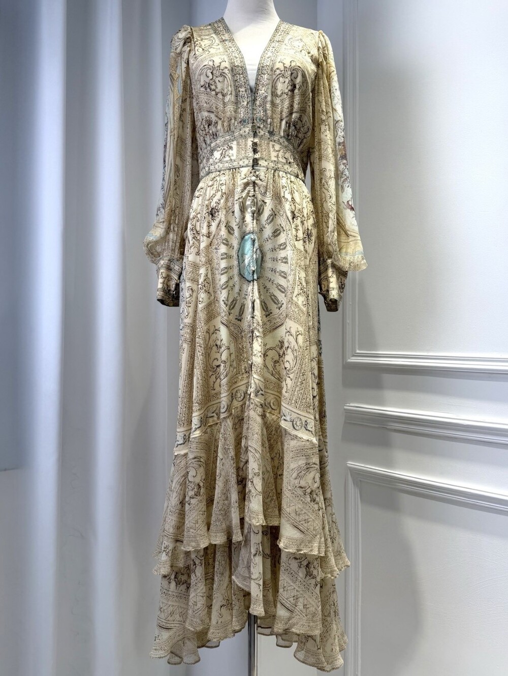 Camilla long button front dress In A beloved boudoir - Picture 6 of 13